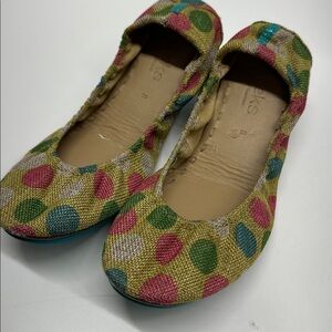 Tieks Echo Park Ballet Flats Polka Dot Vegan Flat Foldable Shoes Colorful Size 8